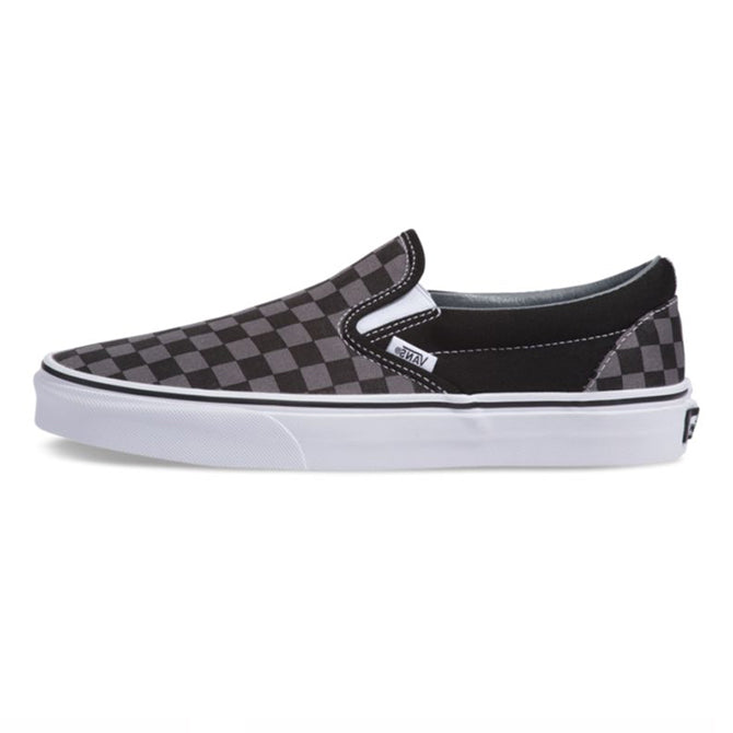 Vans Classic Slip-On Checkerboard Sneakers - Black & Pewter - Comfortable Canvas Shoes for Men & Women - Perfect for Casual Wear, Skateboarding & Street Style