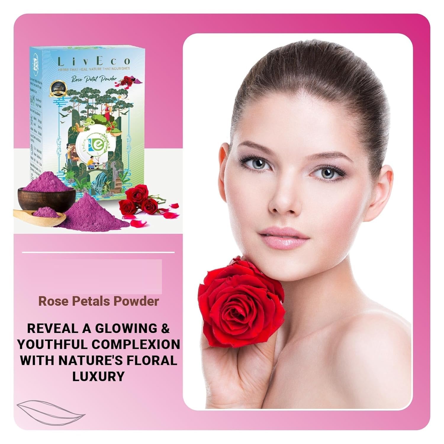 Organic Rose Petal Powder for DIY Face Masks | 150g Natural Skin Rejuvenation Treatment - Hydrating & Brightening Facial Pack for Glowing Skin | Perfect for Spa Days & At-Home Skincare Routines