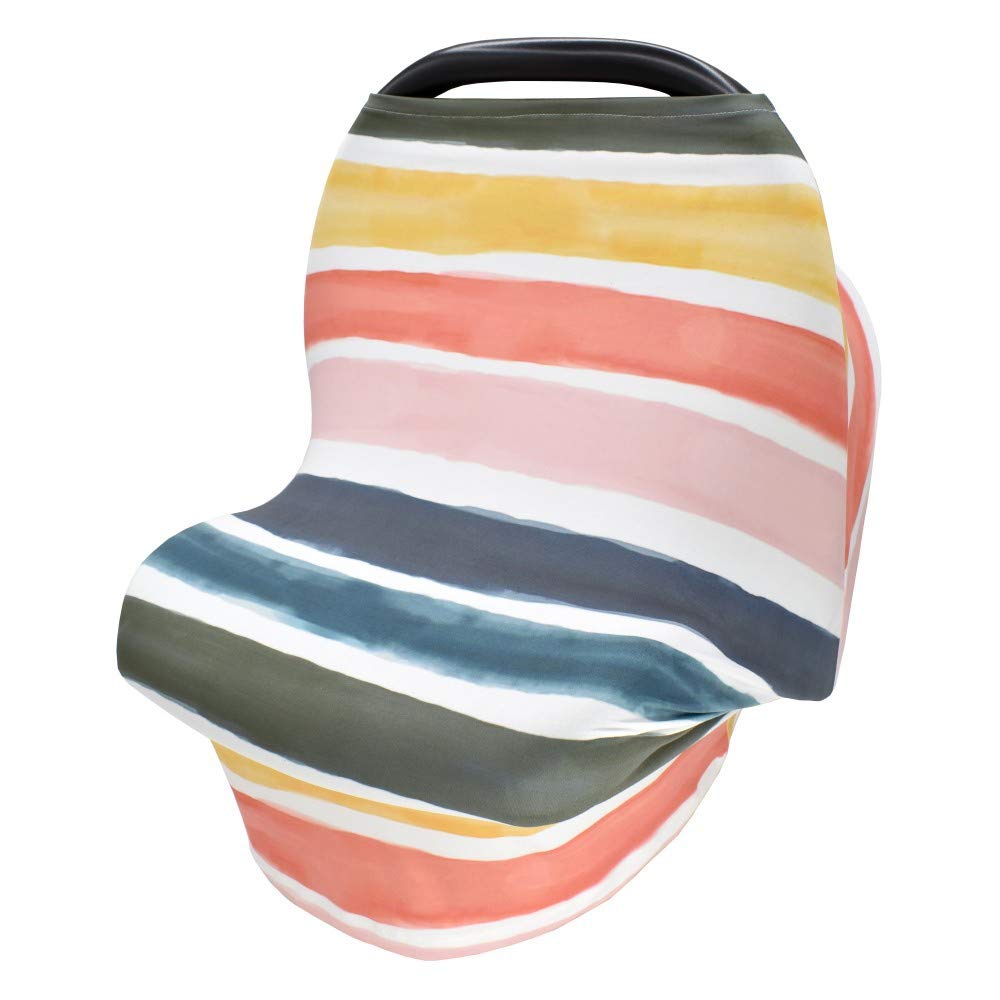 Stretchy Nursing Cover for Baby Breastfeeding - Multi-Purpose Baby Car Seat Canopy for Girls & Boys | Soft Breathable Nursing Cover for Shopping Cart, High Chair & Stroller | Perfect Baby Shower Gift (Stripe) | Ideal for Outdoors, Travel & Public Nursing