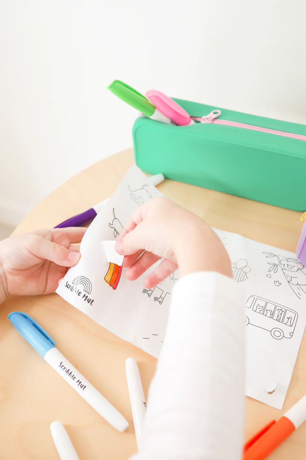 Scribble Mat Coloring Sticker Set for Kids - Reusable Water Drawing Doodle Mat - Fun Educational Activity for Toddlers & Preschoolers - Perfect for Travel, Home Play & Classroom Learning