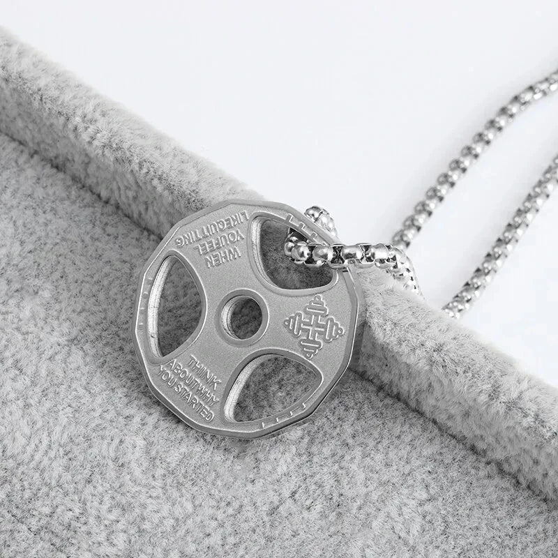 Titanium Steel Dumbbell Pendant Necklace for Men - Gym & Fitness Jewelry Gift - Perfect for Workout Enthusiasts, Bodybuilders, and Sports Lovers (Great for Gym, Weightlifting, and Casual Wear)