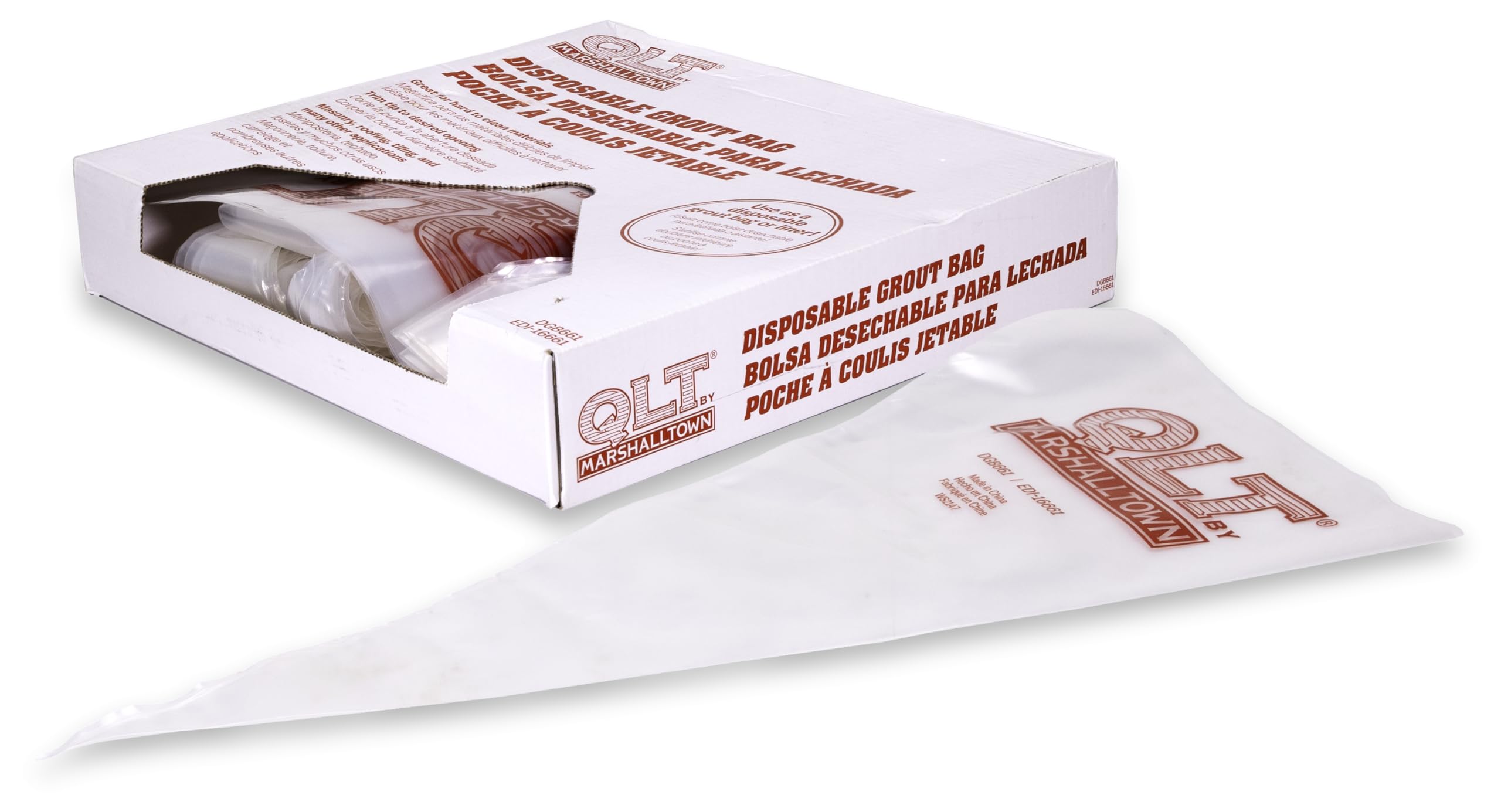 MARSHALLTOWN QLT Grout Bags - 50 Pack Disposable Mortar Bags for Tile, Stone & Masonry Work - Heavy Duty DGB661 for Professional Contractors & DIY Projects