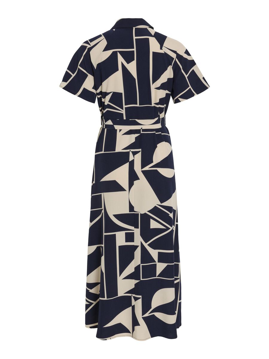 Eve Midi Shirt Dress for Women - Navy & Birch Floral Print - Casual Summer Dress for Beach, Office & Date Night