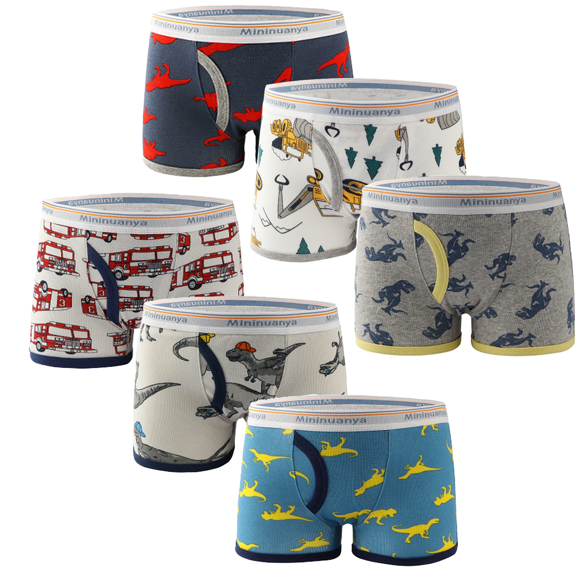 **Boys' Cotton Boxer Briefs with Dinosaur & Shark Prints - Soft Underwear for Toddlers & Kids (3-Pack/6-Pack) - Perfect for Playtime, School & Everyday Comfort**