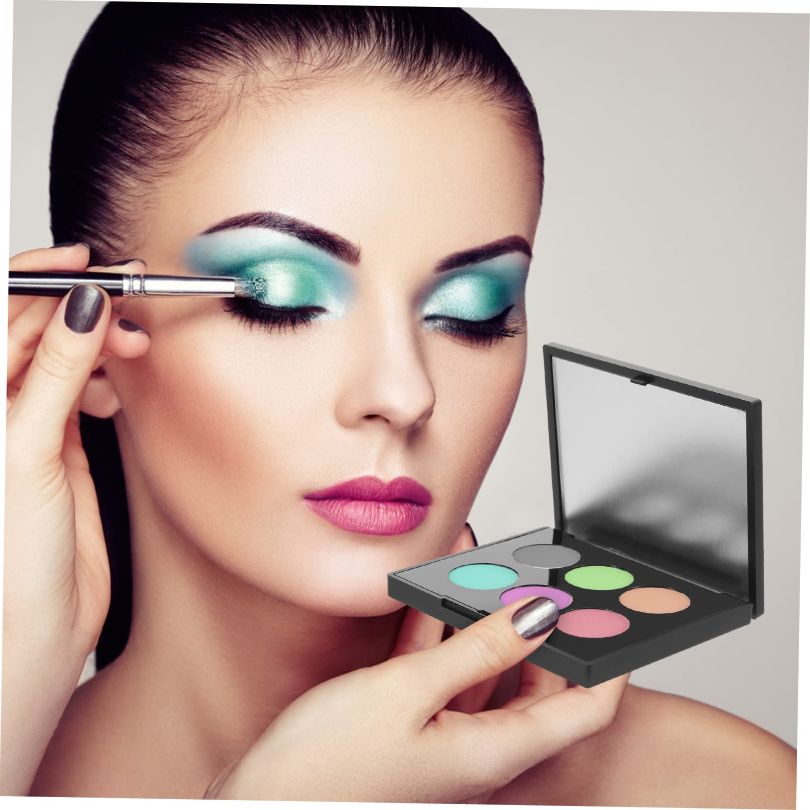 Minkissy 2-Pack Square Highlighter & Eyeshadow Palette - Travel Makeup Storage Containers for Lipstick, Toiletries & Cosmetics | Portable Organizer for Women's Travel Essentials & Beauty Supplies | Black