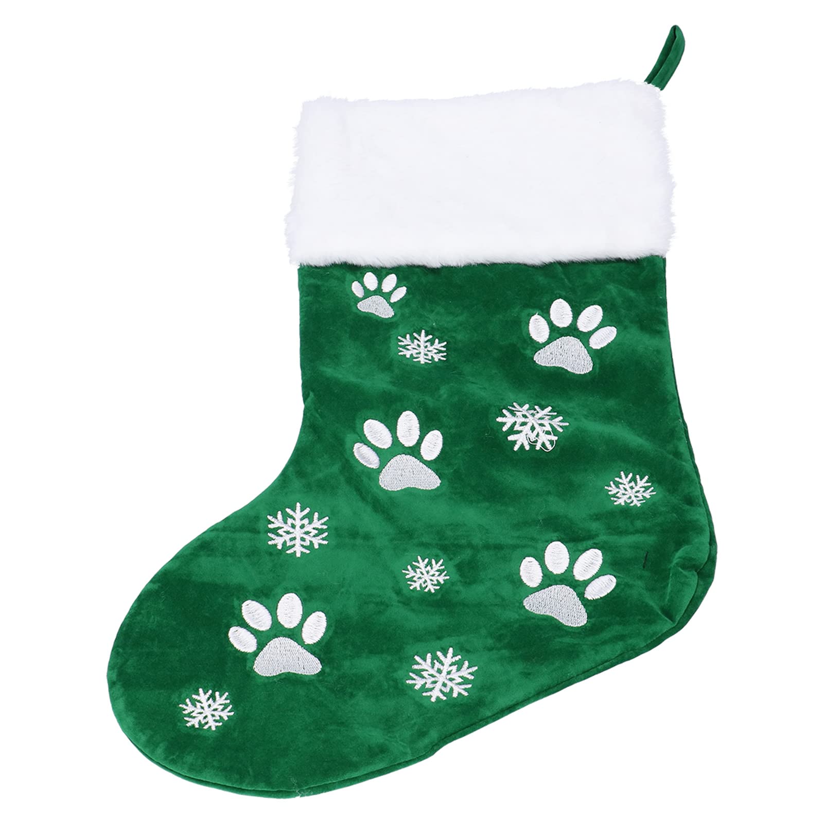 Christmas Stocking Hanging Decor - Large Opening Green Holiday Stocking for Home, Bedroom, Restaurant - Perfect for Fireplace Mantel, Wall Decor & Gift Giving