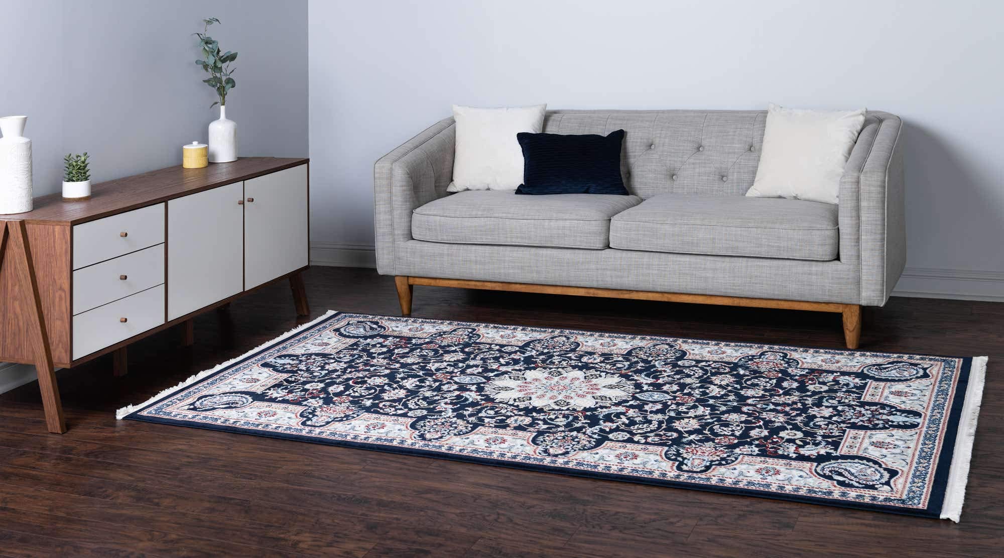 Unique Loom Narenj Collection 8x10 ft Navy Blue/Tan Traditional Medallion Area Rug - Perfect for Living Room, Bedroom & Office Decor