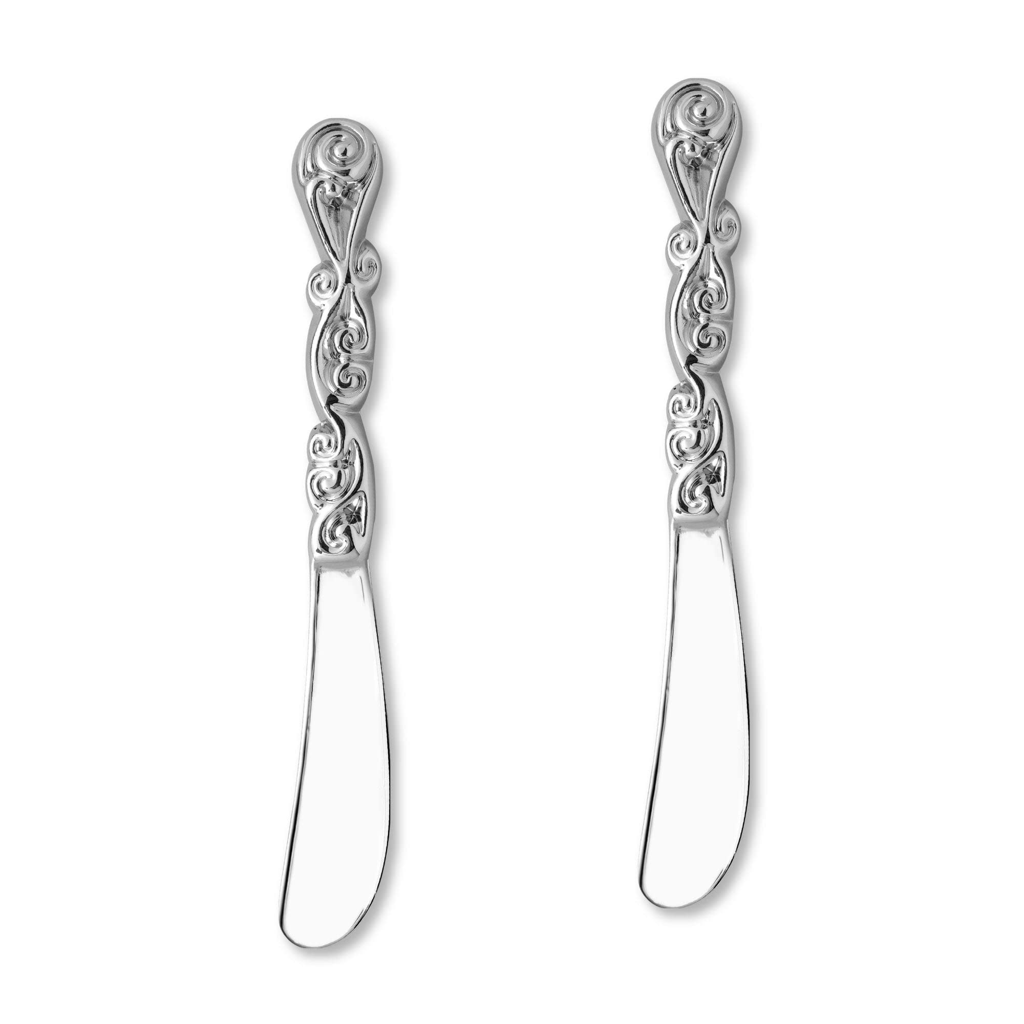 Premium 2-Piece Zinc Alloy Cheese and Butter Spreader Knife Set with Beaded Handle - Elegant for Cheese Boards, Charcuterie Platters & Dinner Parties