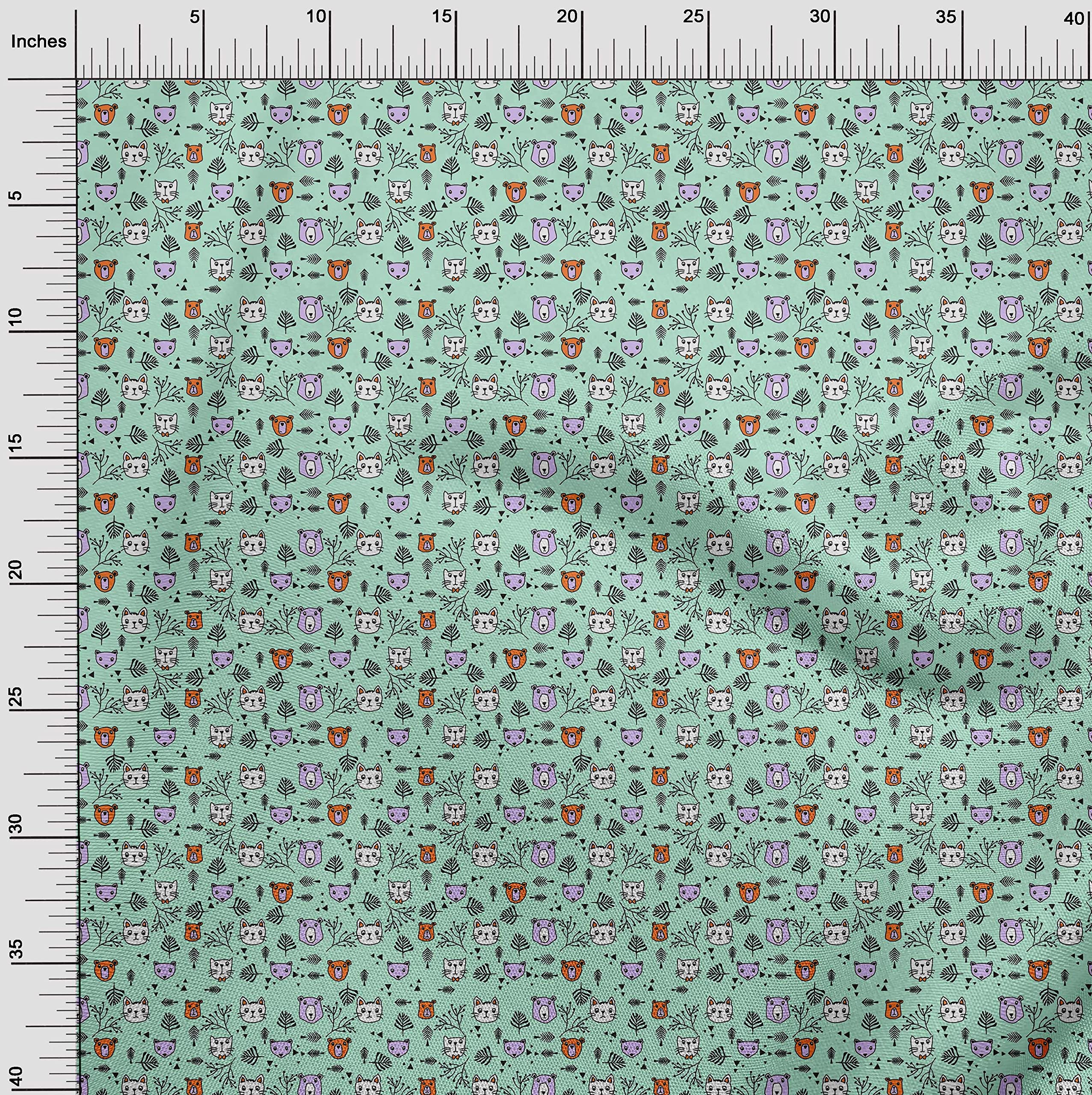 Premium Cotton Cambric Fabric - Light Mint Green Animal Print for Kids Quilting & Sewing Projects | 56 Inch Wide by The Yard | Perfect for DIY Baby Blankets, Clothing & Home Decor