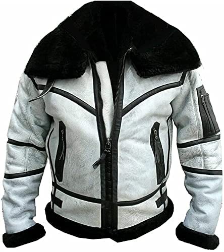 Men's Genuine Sheepskin B3 Aviator Bomber Jacket - Premium Shearling Leather Coat for Winter, Cold Weather & Outdoor Adventures