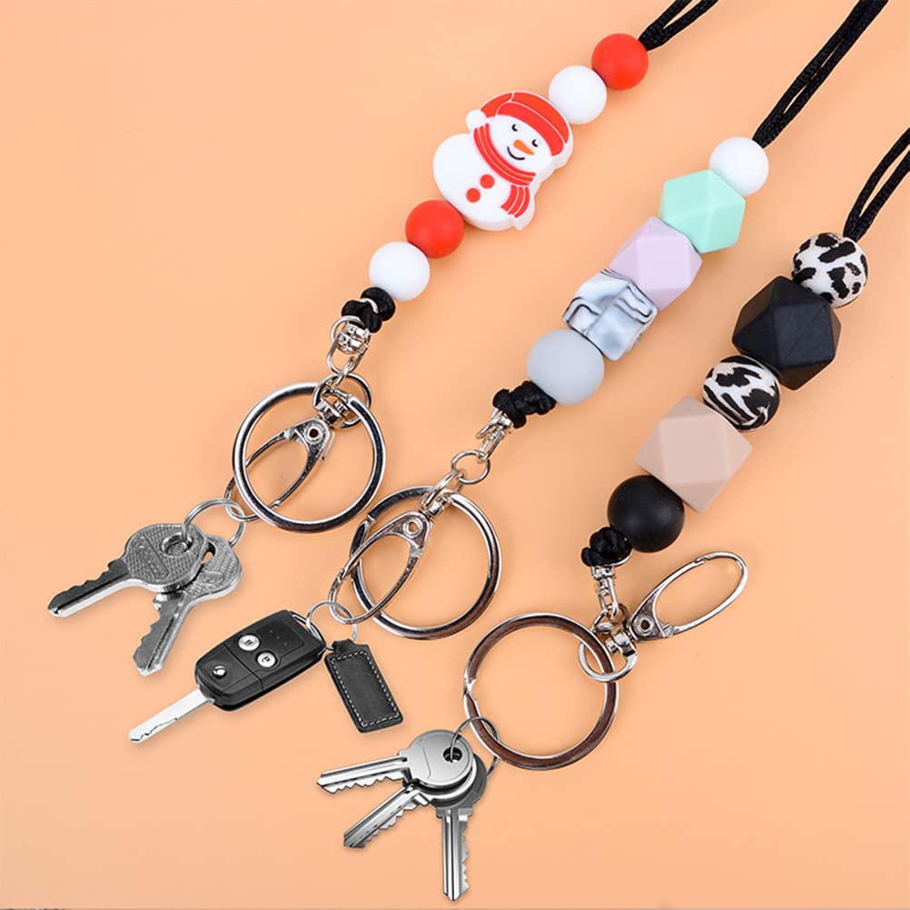 2 Pack Silicone Beaded Breakaway Lanyards with ID Holder & Keychain - for Nurses, Office & School Use