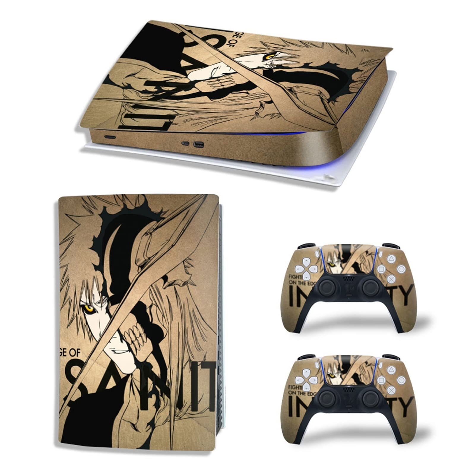 Anime Console Vinyl Wrap for PS5 Digital Edition - Scratch-Resistant, Bubble-Free, Durable Skin with 2 Controller Decals | Perfect for Gaming Setups & Anime-Themed Rooms