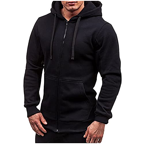 Men's Athletic Hoodies - Solid Color Fleece Pullover for Sports & Casual Wear