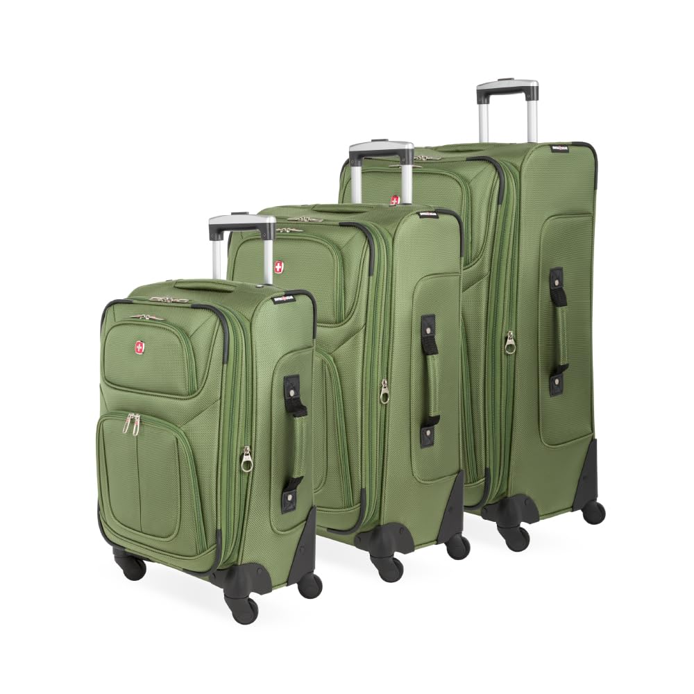 SwissGear Sion Softside Expandable Luggage Set - 3-Piece (21/25/29 Inch) Carry On Suitcase with Spinner Wheels, Lightweight Durable Travel Bag for Business Trips & Vacations | Perfect for Air Travel, Weekend Getaways & Family Holidays