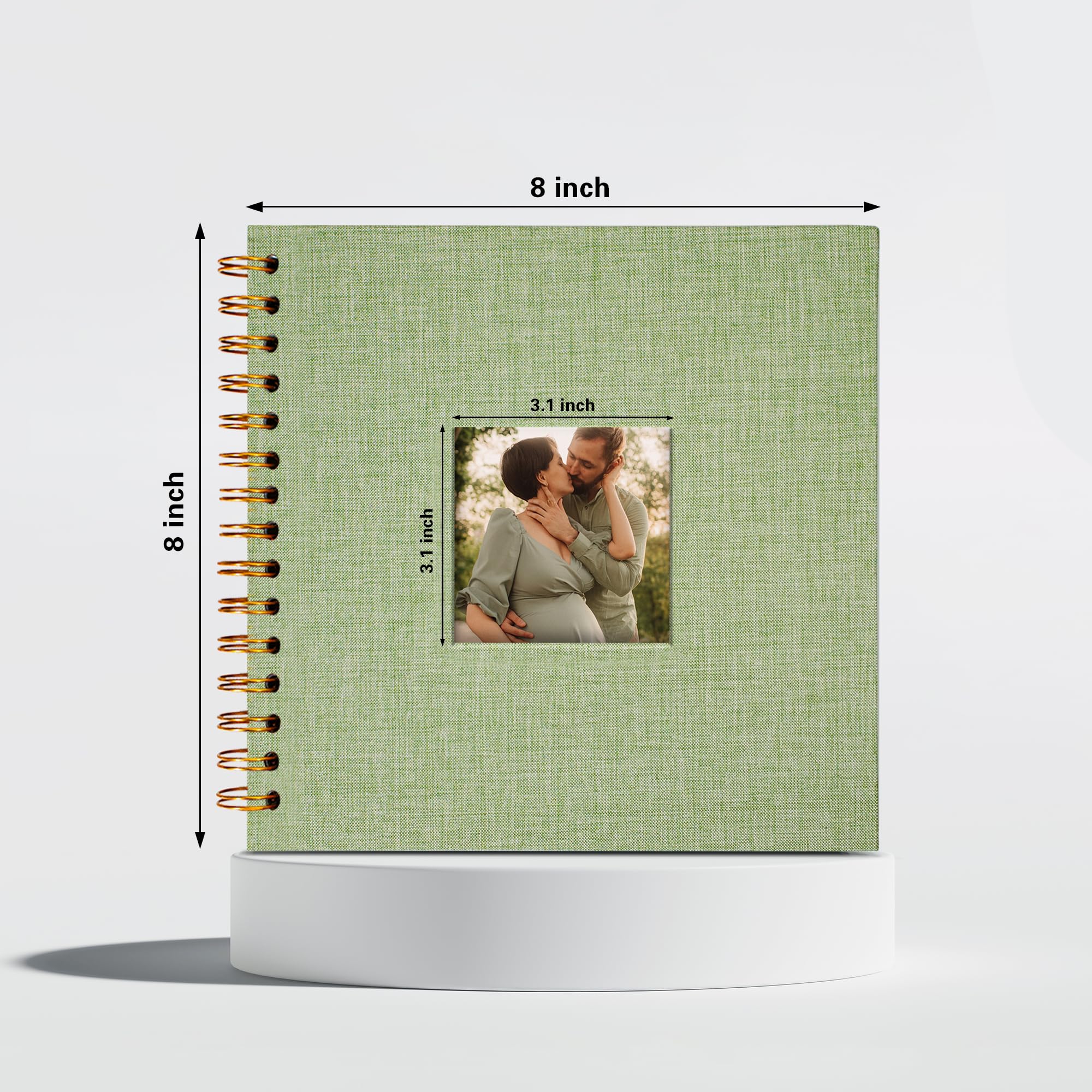 Premium 8x8 Inch Linen Cover Scrapbook Photo Album - Hardcover Kraft White Pages Memory Book for Travel, Wedding, Guest Book, Christmas, Baby Shower (20 Sheets/40 Pages, Grass Green) - Perfect for Preserving Family Memories, Special Events & Creative Projects