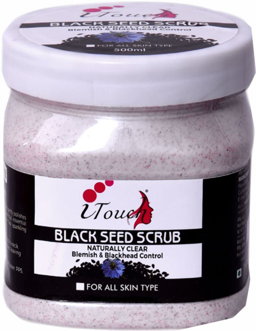 Organic Blackseed Scrub for Face & Body - 500ml Deep Exfoliating Cleanser | All Skin Types | Dead Skin & Blackhead Remover | Brightening & Tan Removal | Natural Skincare for Daily Use & Spa Treatments