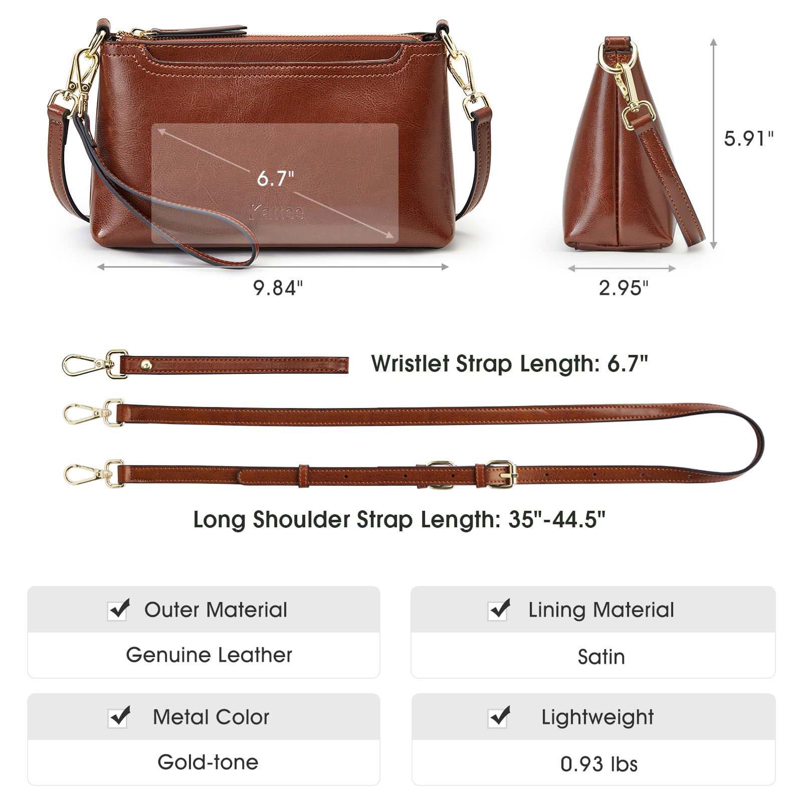 Stylish Kattee Leather Crossbody Bags for Women - Trendy Small Shoulder Purse with 2 Adjustable Straps & Wristlet Wallet | Perfect for Everyday Use, Travel & Date Nights