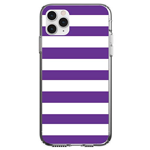 Purple & White Bold Horizontal Stripes On Clear Case