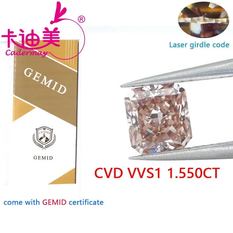Exquisite Radiant Cut EX Fancy Brownish Pink CVD Lab-Grown Diamond - VVS1 Clarity Loose Gemstone for Engagement Rings & Jewelry Making | Ethical Luxury Stone for Bridal & Anniversary Jewelry