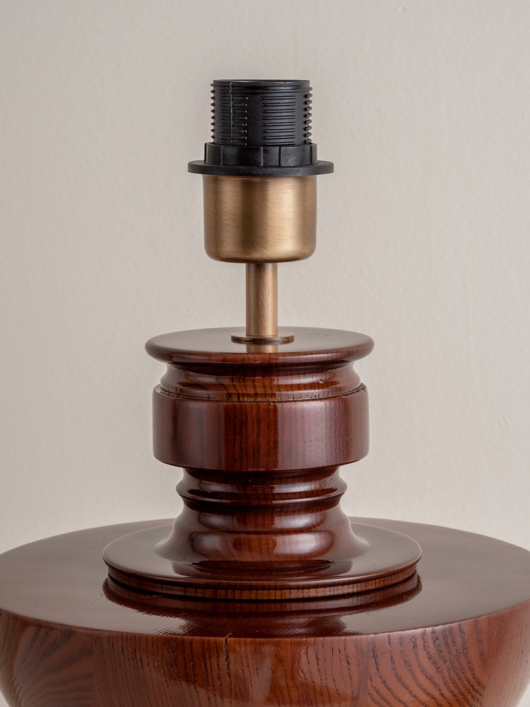 Modern Spun Wood Table Lamp with Chrome Shade - Stylish Home Office & Bedroom Lighting Decor for Cozy Ambience