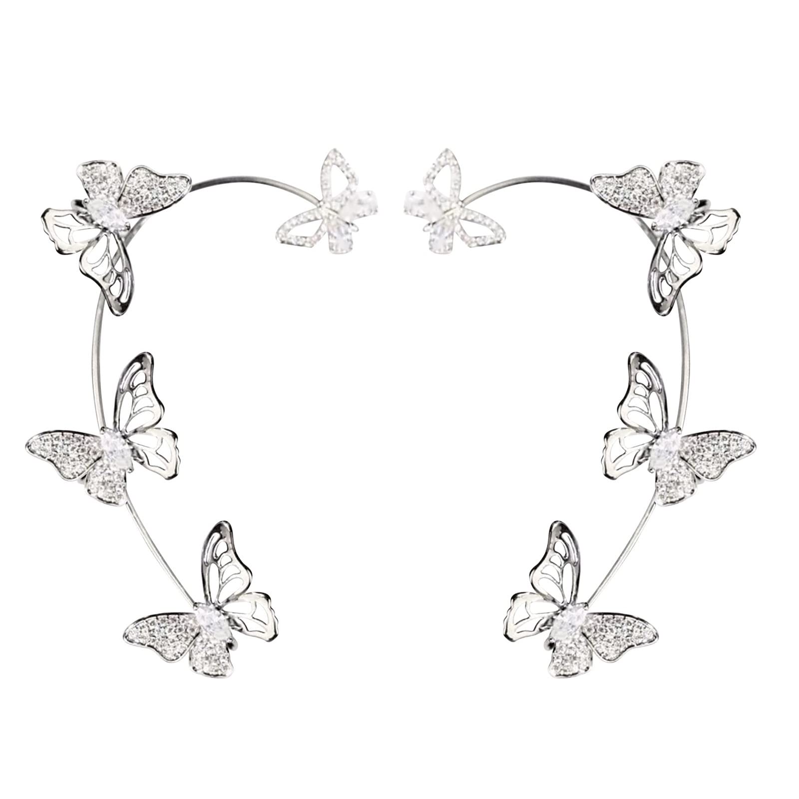 Stylish Zircon Clip-On Ear Cuffs for Women - Gold Jewelry Sets, Perfect Gift for Girls & Sisters - Elegant for Parties, Weddings & Everyday Wear