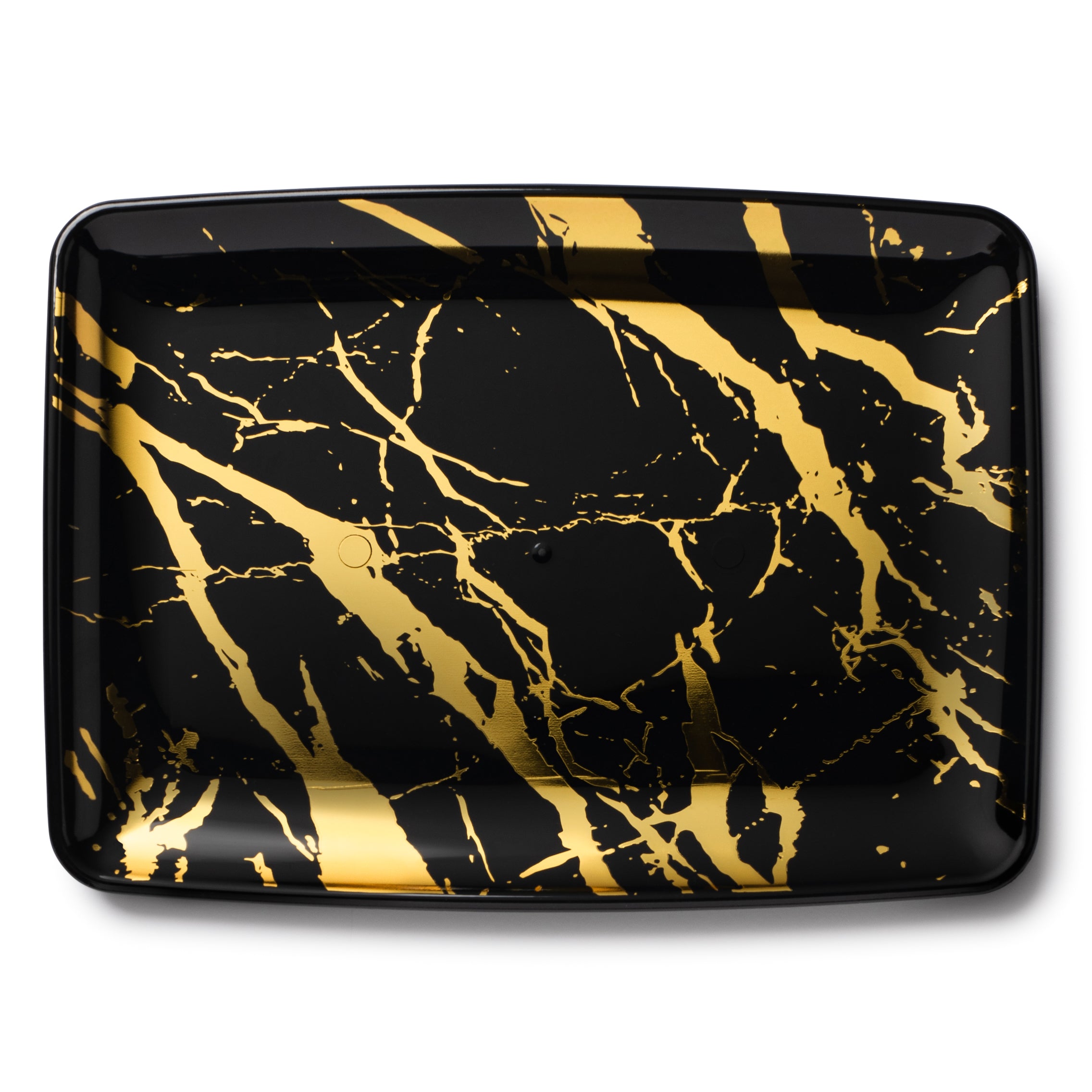 Elegant Marble Black & Gold Rectangle Serving Tray Set of 2 - Perfect for Dinner Parties, Weddings & Holiday Entertaining