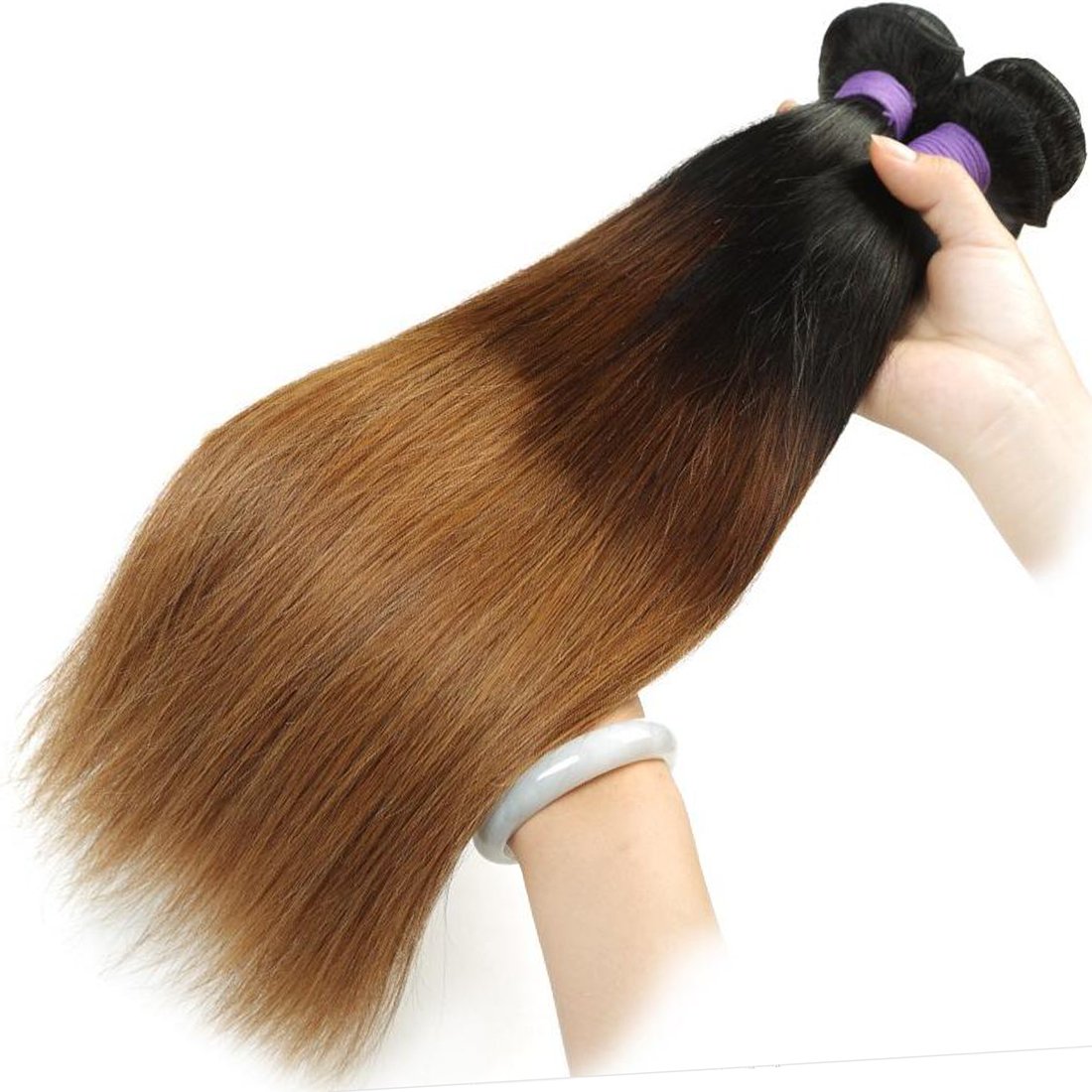 100% Unprocessed Brazilian Virgin Hair Straight Ombre 3 Bundles (18 20 22 Inch) - 1B/4/30 Color - Human Hair Wefts Extensions for Weaving & Styling - Perfect for Daily Wear, Parties & Special Occasions