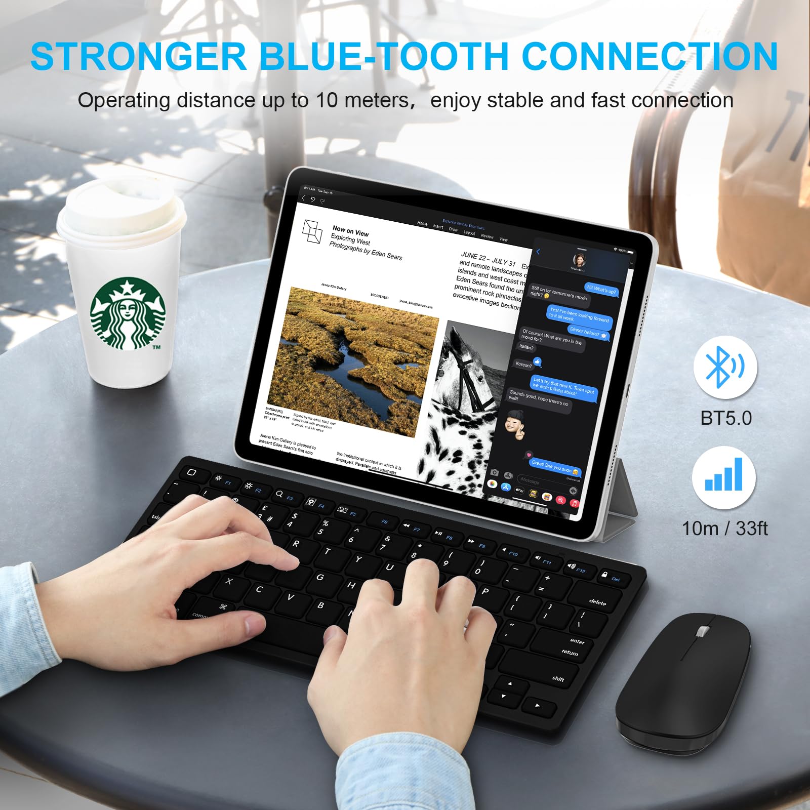 SPARIN Wireless Bluetooth Keyboard and Mouse Combo for iPad 11th/10th Gen, iPad Air 13/11 inch, iPad Pro 13/12.9/11 inch, iPad 9th/8th Gen & iPad Mini 7th/6th Gen - Compatible with iOS 13+ (Black) | Perfect for Work, Study & Home Office Use
