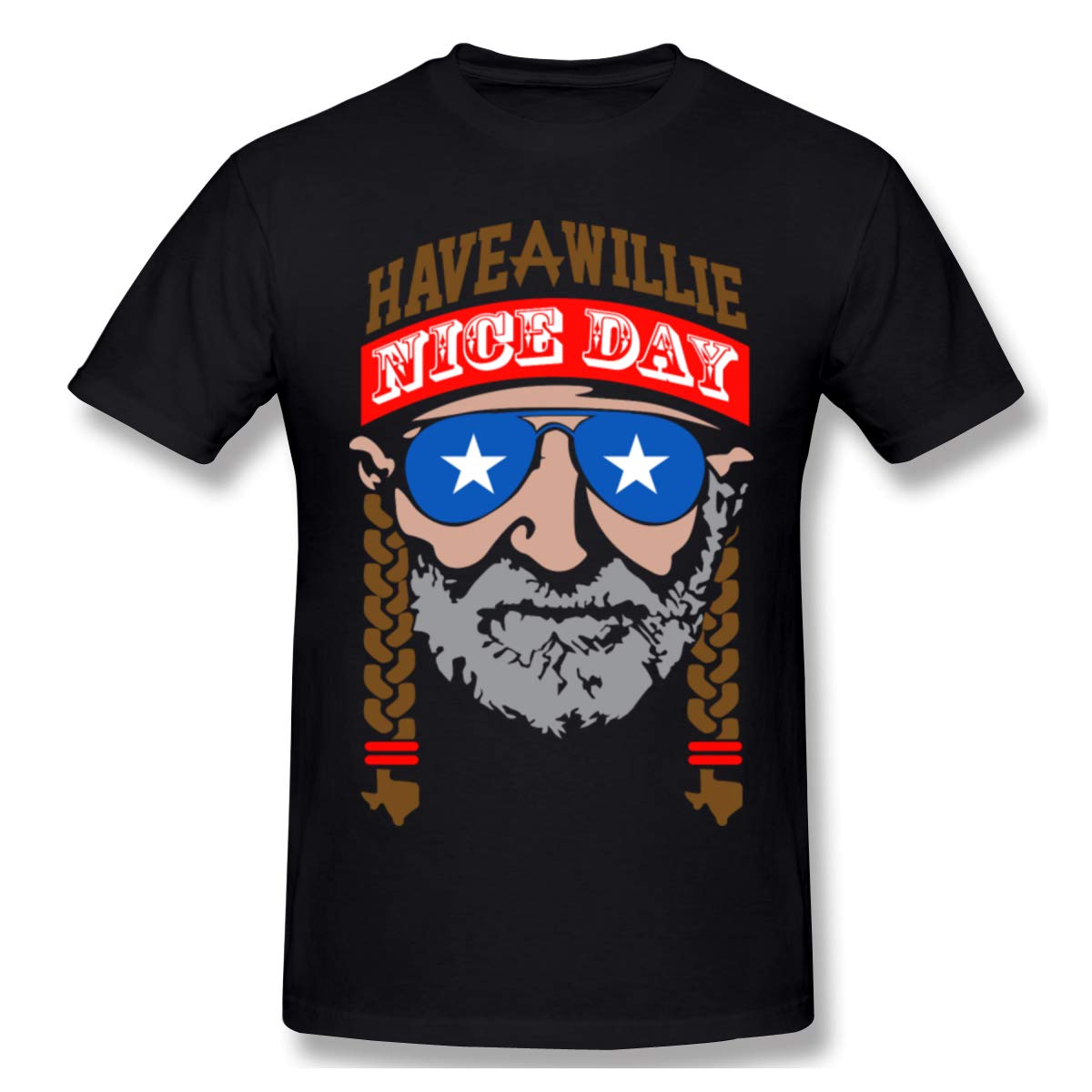 FOECBIR Men's 'Have A Willie Nice Day' Graphic Crew Neck Short-Sleeve T-Shirt - Casual Summer Tee for Outdoors, Parties & Everyday Wear