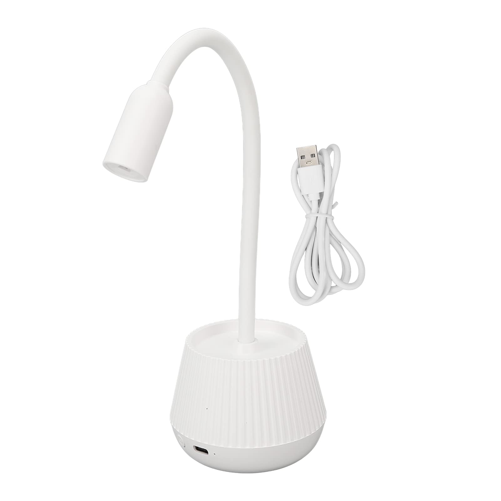 Professional Gooseneck UV Nail Lamp with 2 Speed Settings & Timer - ABS Light Chips, Tabletop Manicure Light with Charging Cable for Home & Salon Use (White) - Perfect for Gel Polish Curing, Nail Art, and Professional Manicures