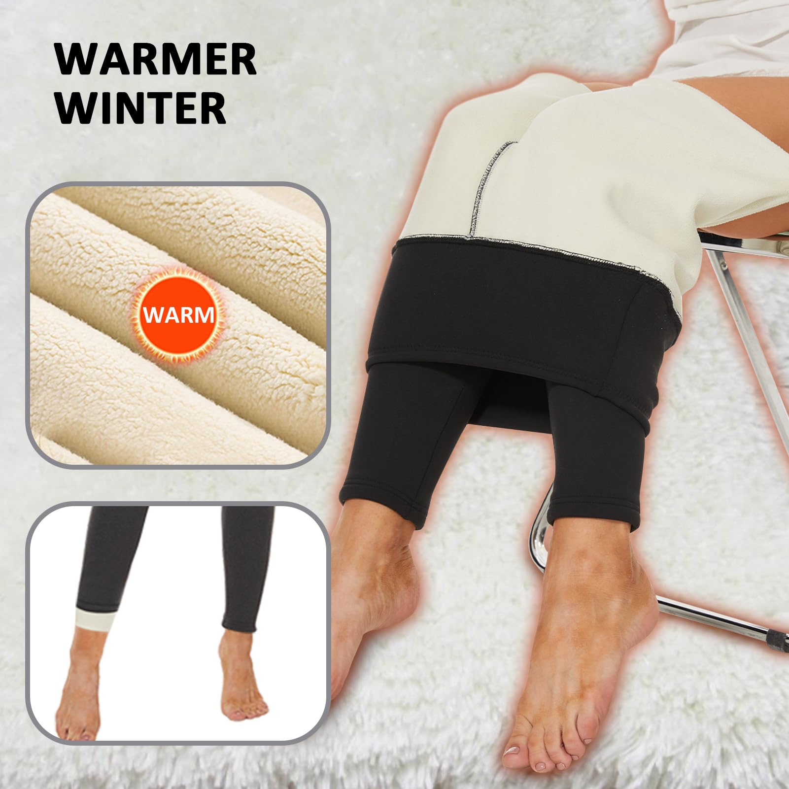 AMIYOYO Fleece Lined Leggings - Women's Thermal Winter Tights for Yoga & Gym