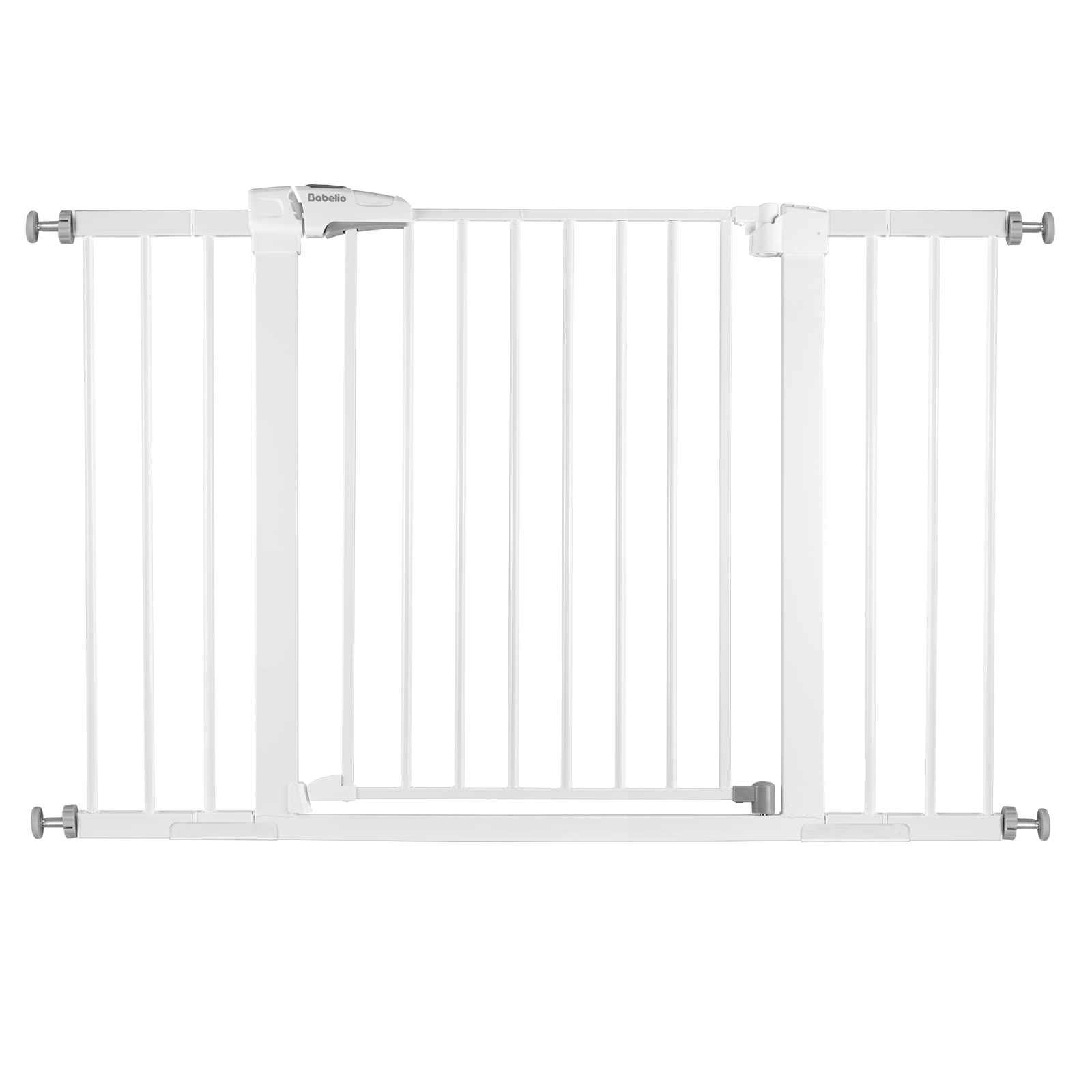 BABELIO 29''-48'' Auto Close Extra Wide Metal Baby & Dog Gate - Pressure Mounted Pet Barrier for Stairs, Doorways & Hallways - No Tools Needed, No Drilling Required with Wall Cups - Perfect for Child Safety & Pet Containment in Homes & Apartments