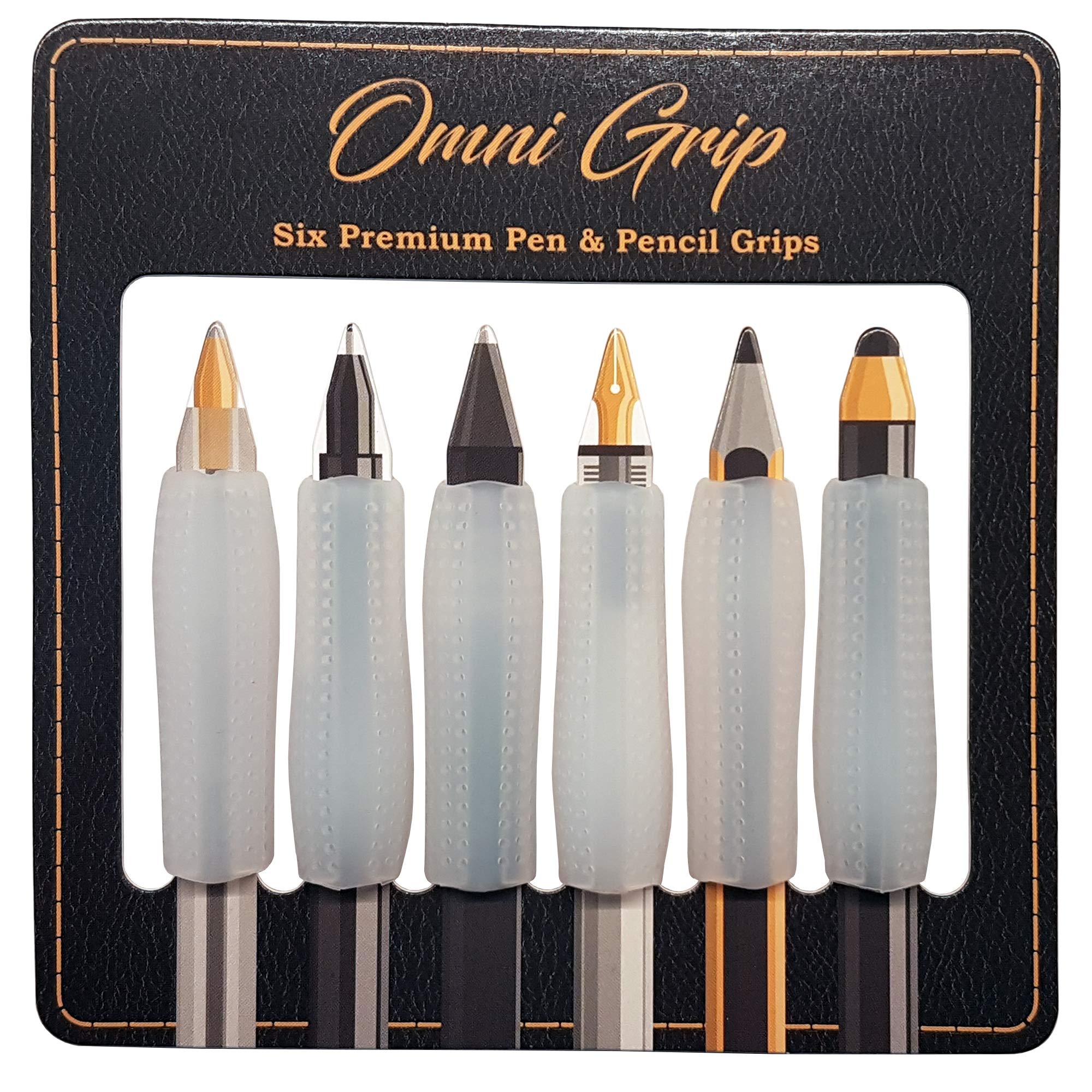Omni Grip 6-Pack Premium Comfort Grips for Apple Pencil 1 & 2, Stylus Pens & Pencils - Ergonomic Writing & Drawing Aid for Artists, Students & Professionals