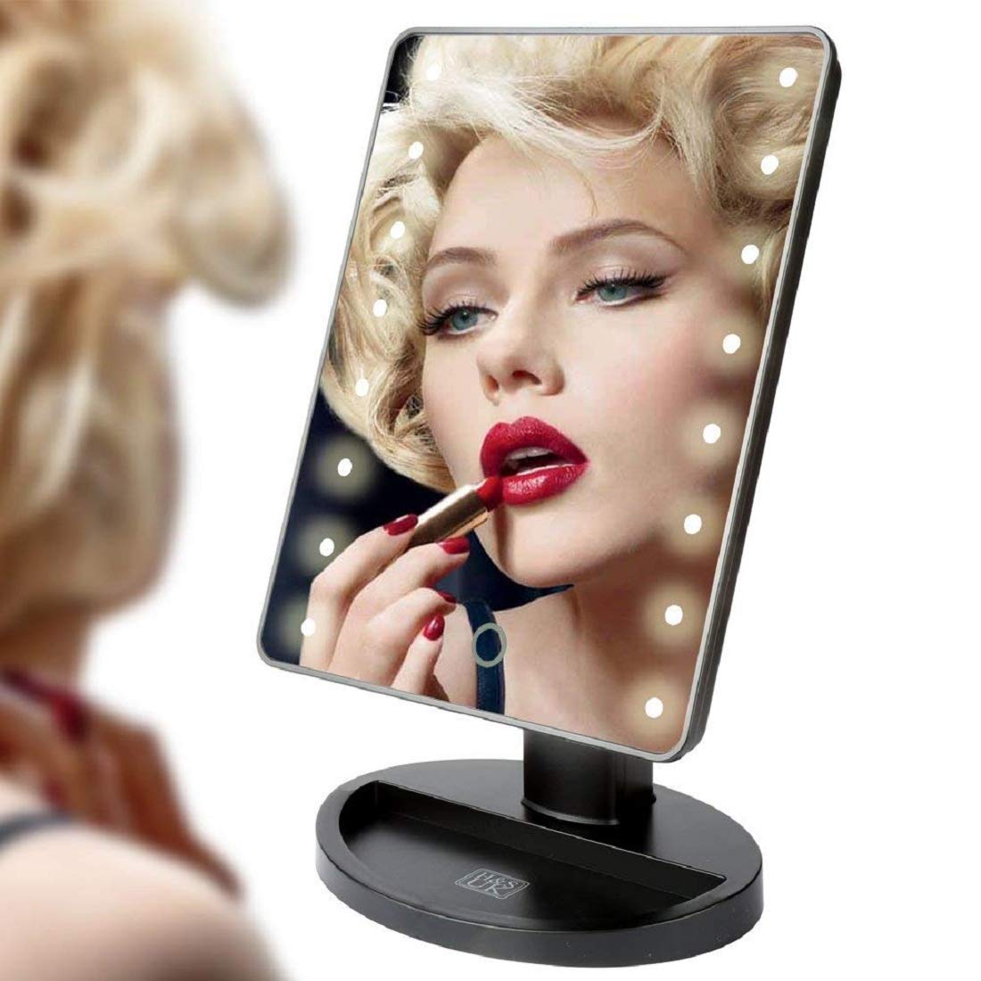 ISTARA 360° Swivel Flexible Gooseneck LED Makeup Mirror with Adjustable Brightness - Framed Rectangular Bathroom Vanity Mirror for Tabletop Mount - Perfect for Makeup, Skincare & Shaving at Home or Salon