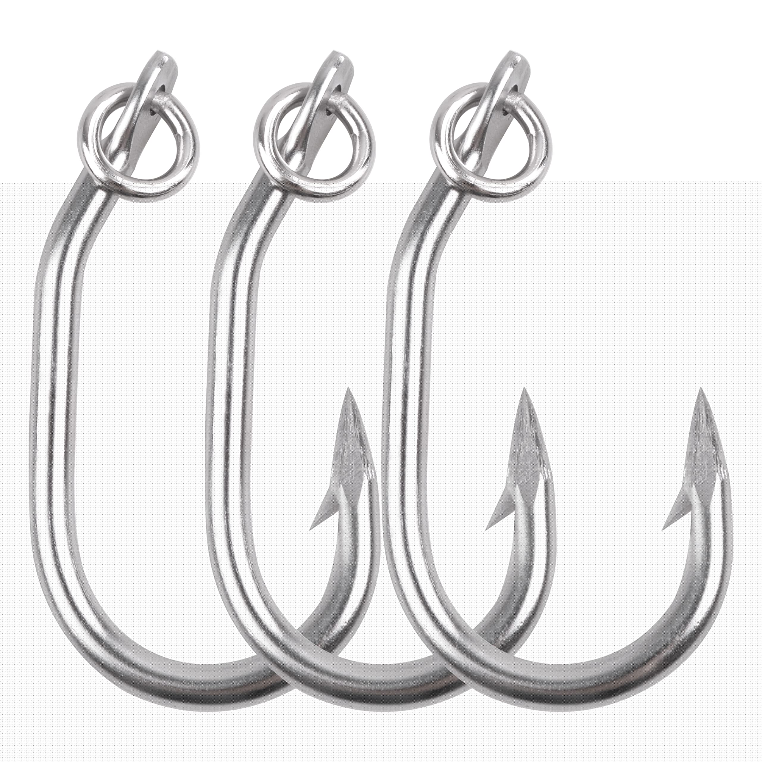 Stainless Steel Saltwater Big Game Fishing Hooks for Tuna, Shark, Swordfish & Catfish - Heavy Duty Ringed Hooks with Action Rings - Perfect for Deep Sea Fishing, Offshore Angling & Sport Fishing Adventures