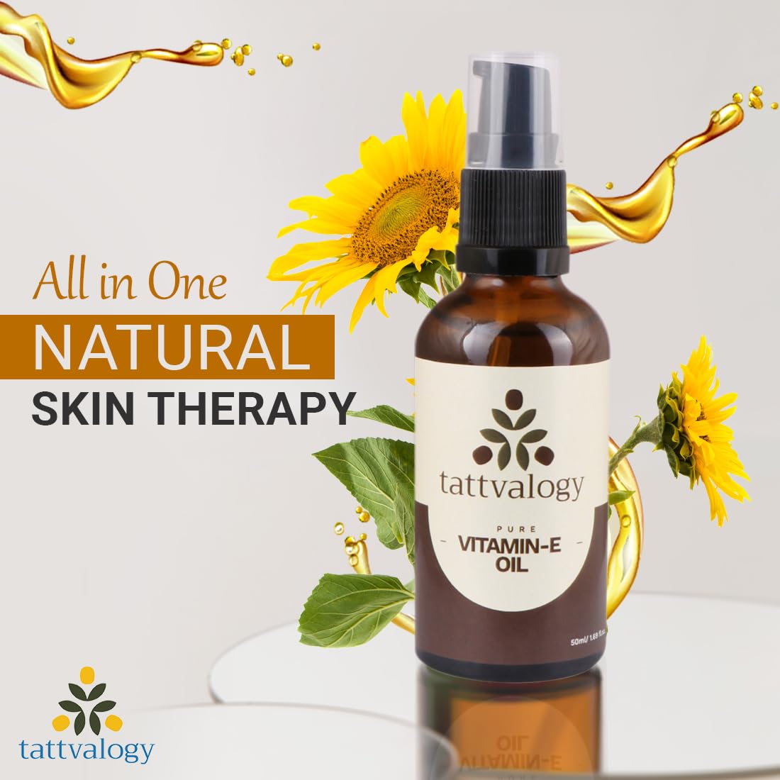 Pure Organic Wheatgerm Oil with Vitamin E - Cold Pressed, Undiluted for Face, Hair & Body - Reduces Hair Fall & Dandruff - Glass Bottle 50ml - Perfect for Skincare, Hair Growth & Relaxing Massage