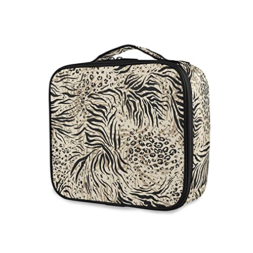Susiyo Zebra Leopard Print Travel Makeup Case - Large Cosmetic Organizer Bag for Women | Perfect for Vacation, Gym & Daily Essentials Storage