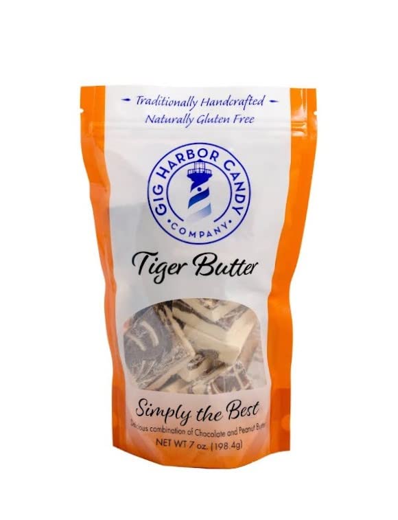 Gig Harbor Candy Company Tiger Butter - Chocolate & Peanut Butter Blend - 7 oz Candy Bar - Perfect for Gifts, Snacking & Dessert Toppings