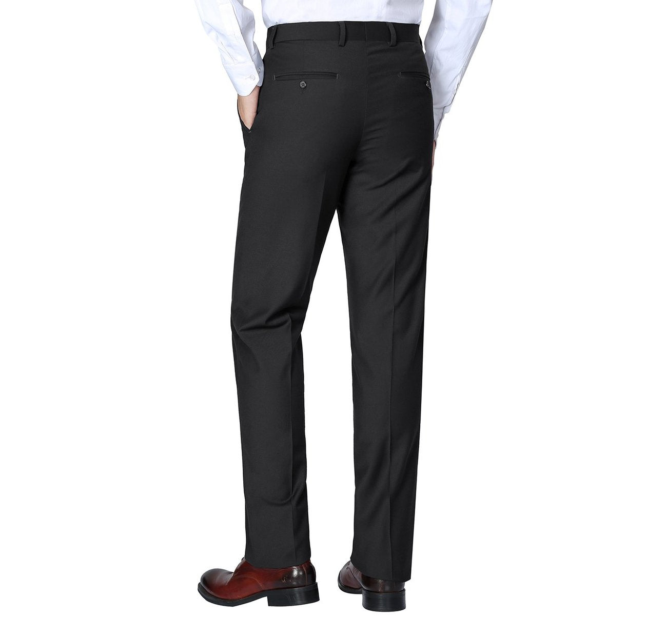Alessandro Vitello by Renoir Black Slim Fit Flat Front Wool Suit Pants 508 - Premium Business & Formal Wear for Office, Weddings & Special Occasions
