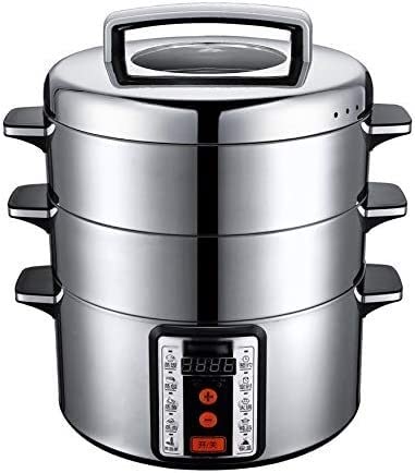 ADAPEY 3-Tier Stainless Steel Electric Food Steamer - 32cm Large Capacity Multi-Function Steaming Pot for Vegetables, Dumplings & Seafood | Perfect for Home Cooking, Meal Prep & Healthy Eating