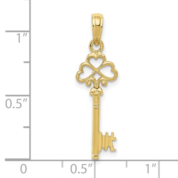10K Solid Yellow Gold Heart Love Key Necklace Pendant - Romantic Gift for Her, Valentine's Day, Anniversary & Special Occasions