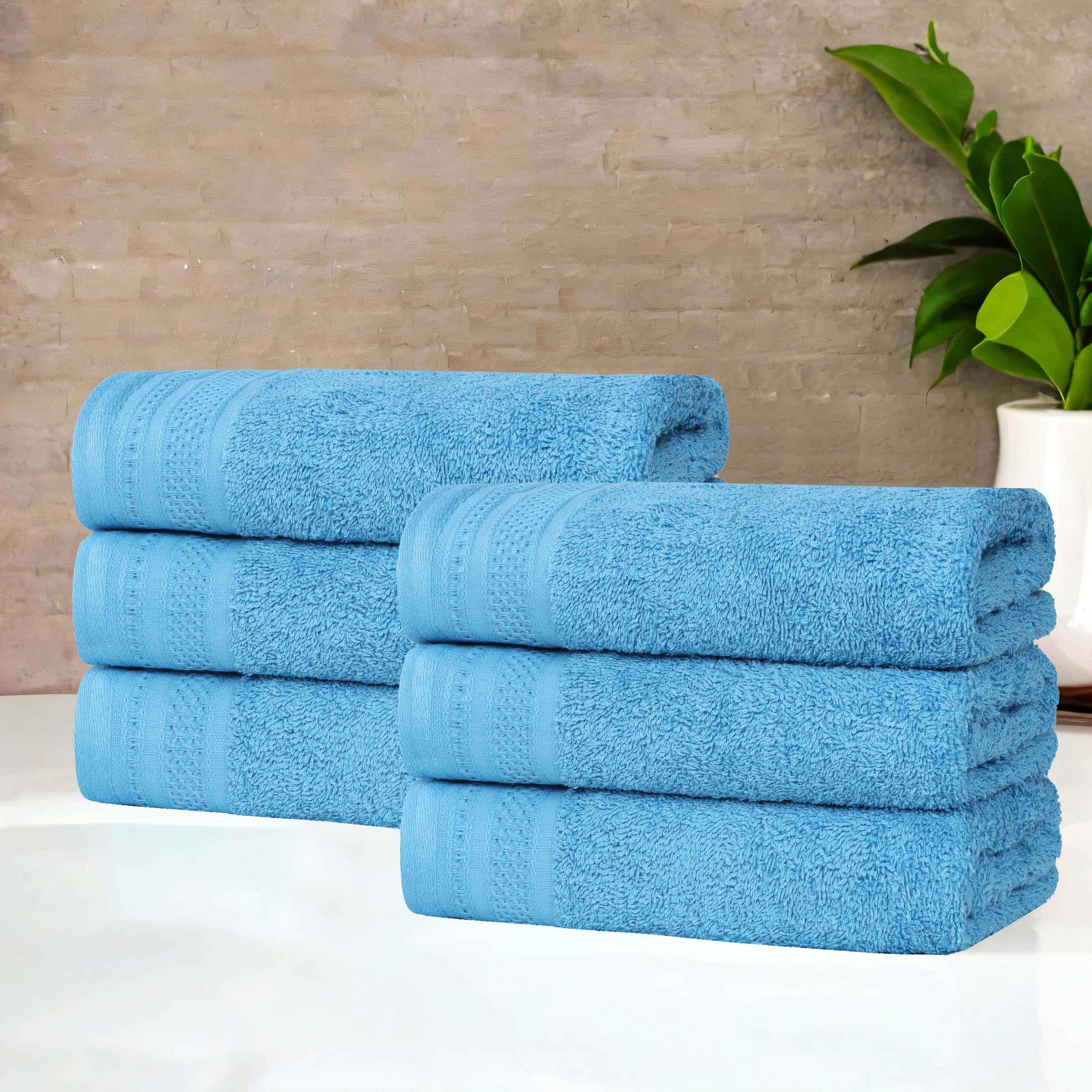 Premium Honeycomb Waffle Weave Cotton Hand Towels Set of 6 - Soft Absorbent Bath & Kitchen Towels for Spa, Guest Bathroom, and Luxury Home Decor