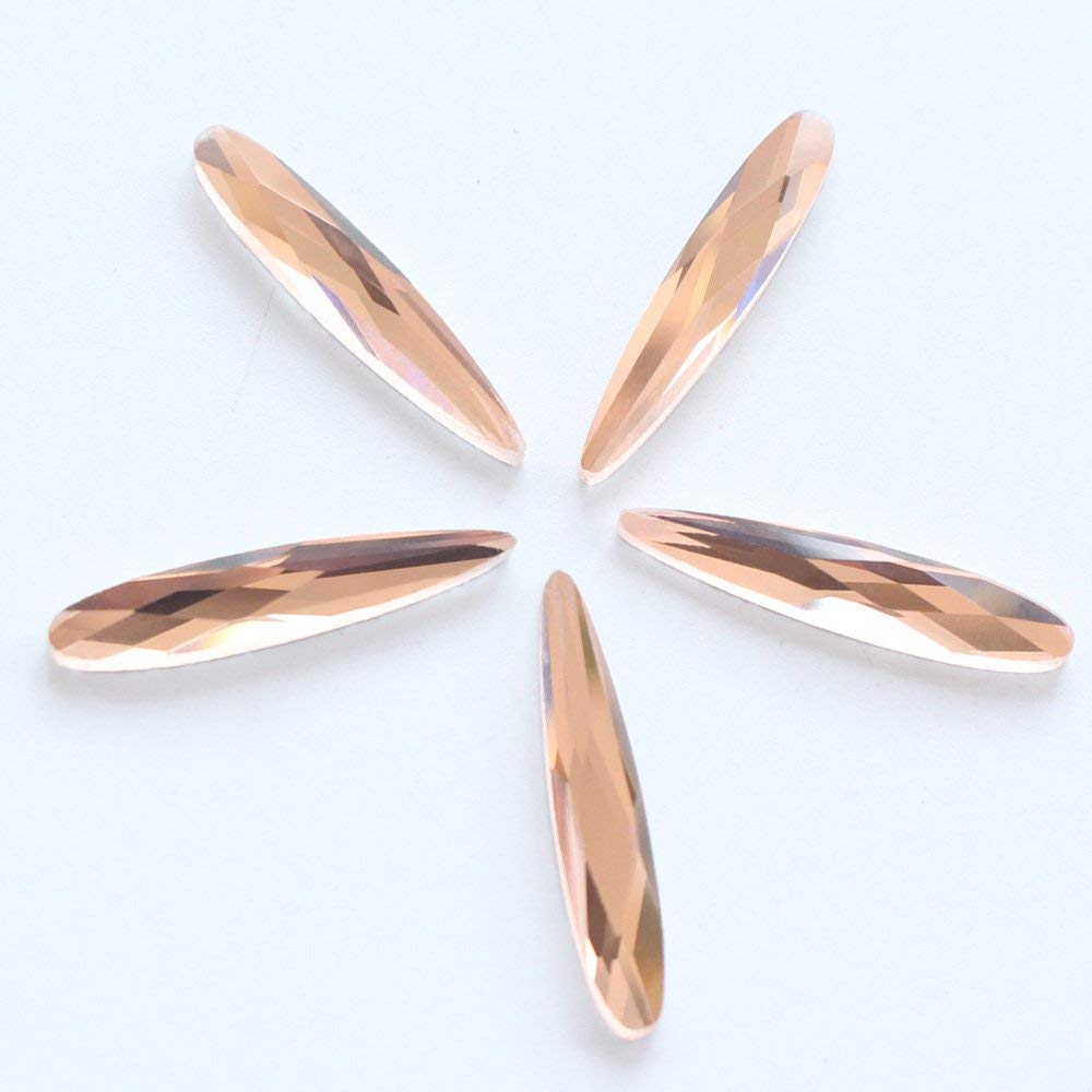 STORE99® Jonquil 30pcs Flatback Rhinestones - 6X30mm Strip Shaped Non-Hotfix Strass Crystals for DIY Crafts, Jewelry Making, Clothing Embellishment, and Nail Art Decoration