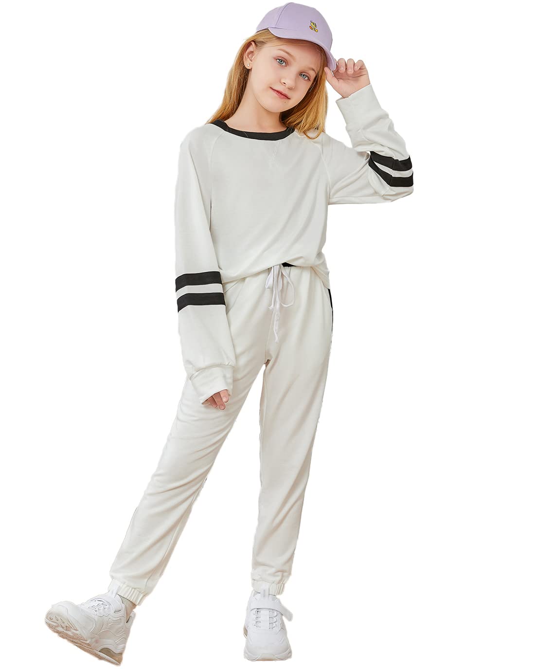 Imily Bela Girls' 2-Piece Sweatsuit Set - Soft Lounge Wear & Athletic Outfit with Hooded Sweatshirt and Jogger Pants - Perfect for School, Gym, and Casual Wear