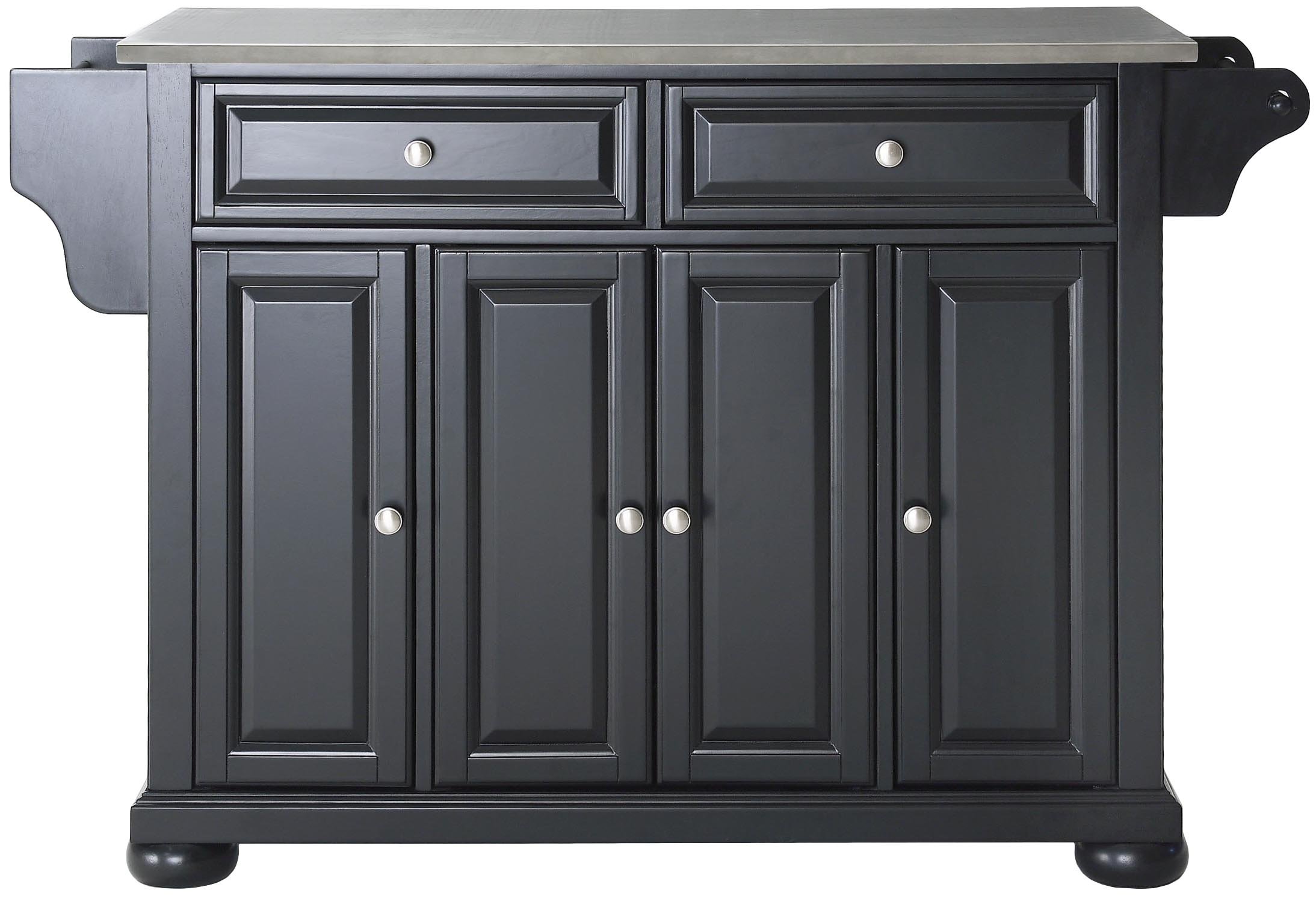 Crosley Alexandria Stainless Steel Top Rolling Kitchen Island Cart with Spice Rack - Black | Mobile Storage Solution for Small Kitchens, Pantry Organization & Cooking Prep | Perfect for Apartments, Dorms & Compact Spaces