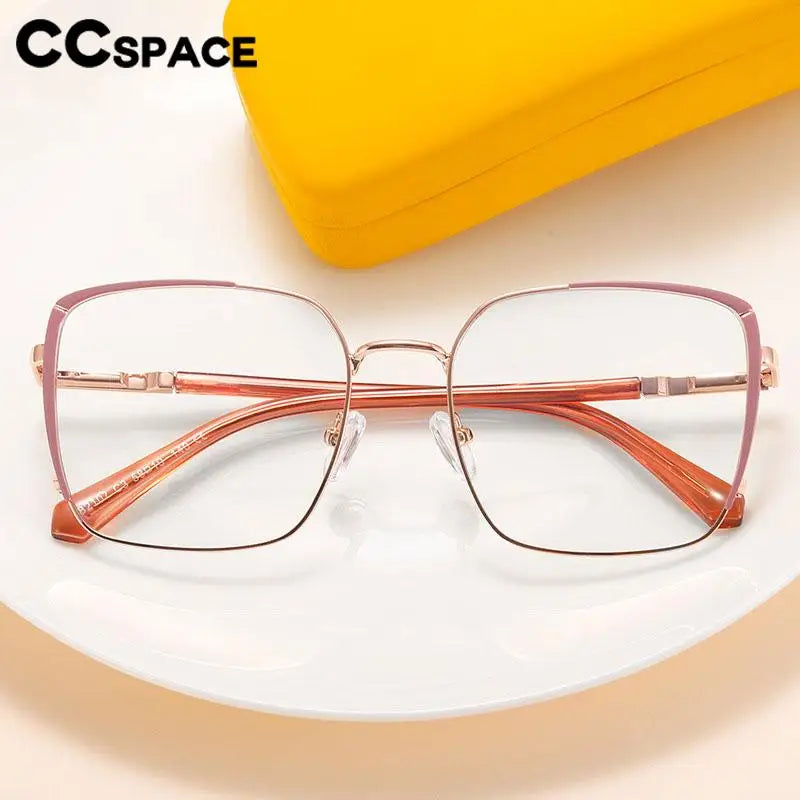 CCspace Women's Full Rim Oversize Square Alloy Eyeglasses Frame 57184 - Stylish Reading Glasses for Work, Office & Everyday Fashion Accessory