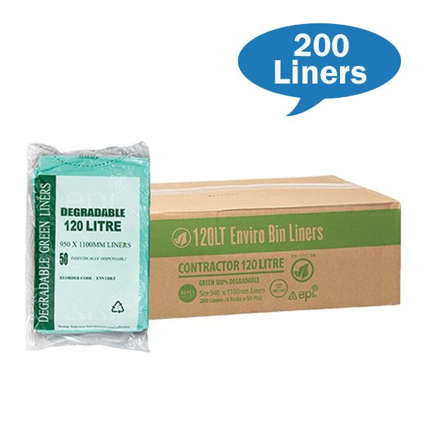 Biodegradable 120L Green Trash Bags for Contractors - Heavy Duty Compostable Garbage Liners for Construction Sites, Yard Waste & Home Use