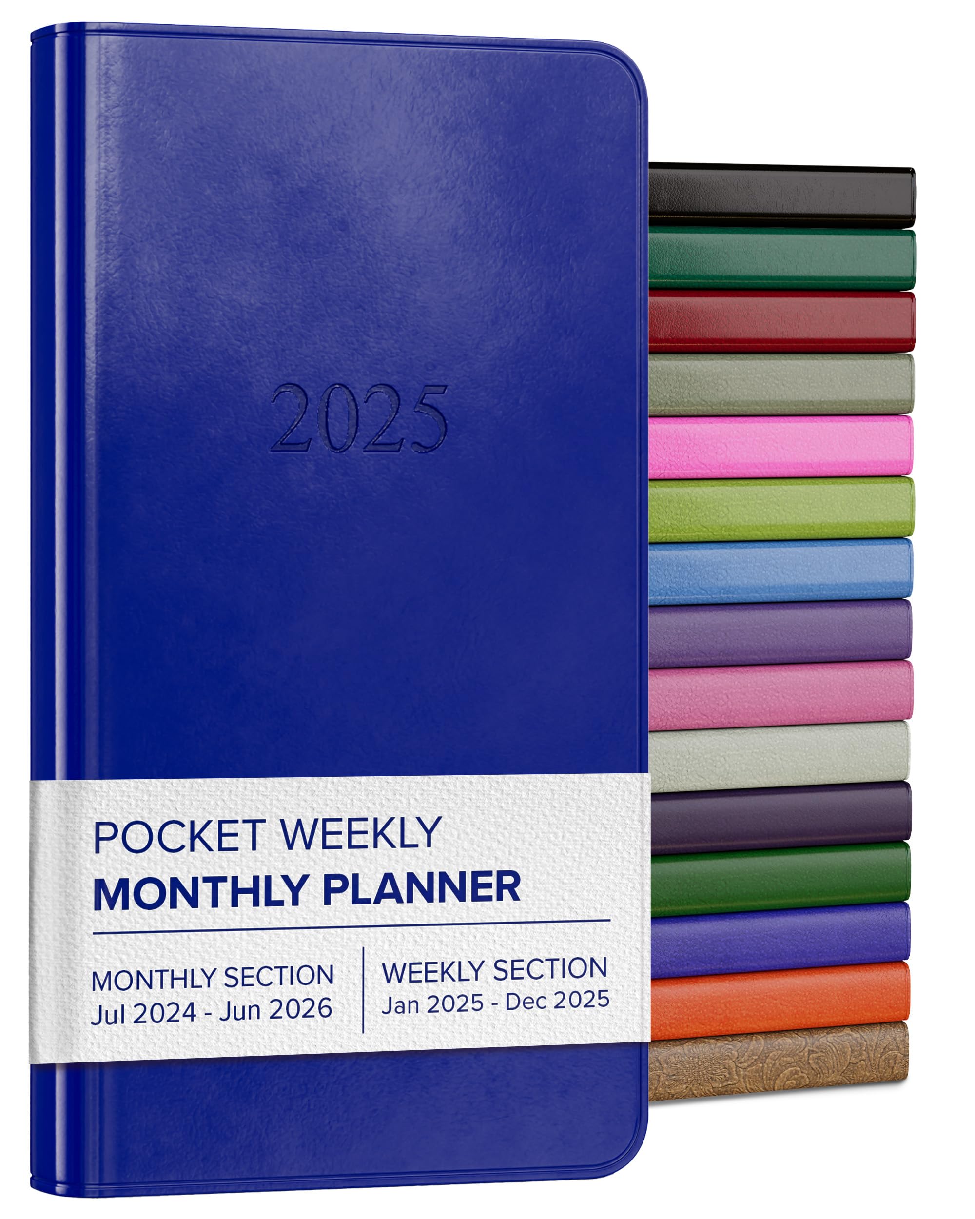 2025 Gallery Leather Pocket Weekly & Monthly Planner - Elegant Gold-Gilded Page Edges, 6 x 3.25