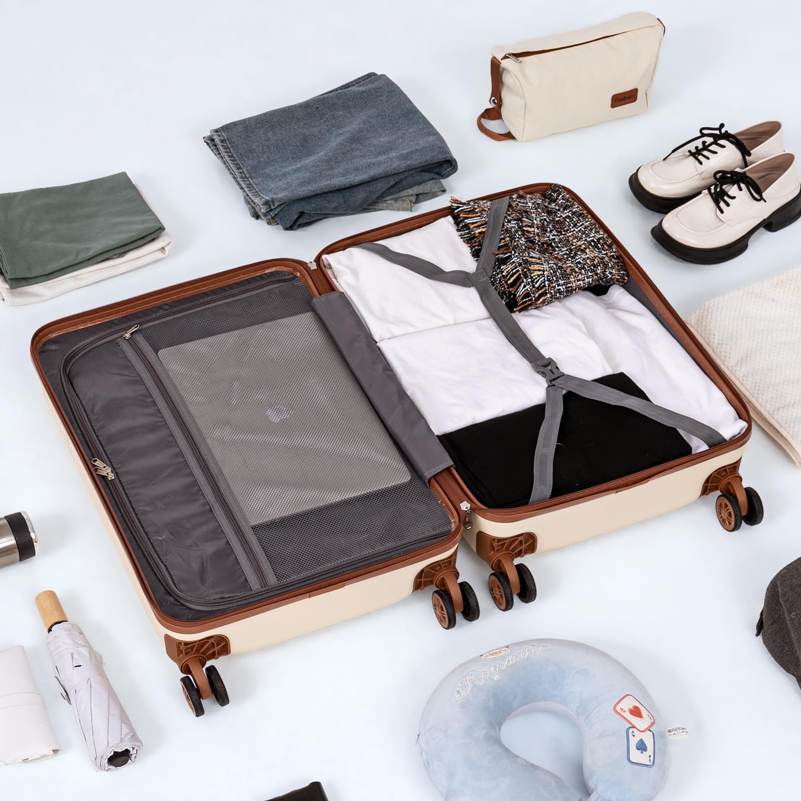 5-Piece ABS Hard Shell Luggage Set with Spinner Wheels - 22x14x9 Inch Airline Approved Carry-On & Checked Suitcases, TSA Lock, Durable Waterproof Travel Luggage for Business Trips, Family Vacations & International Travel