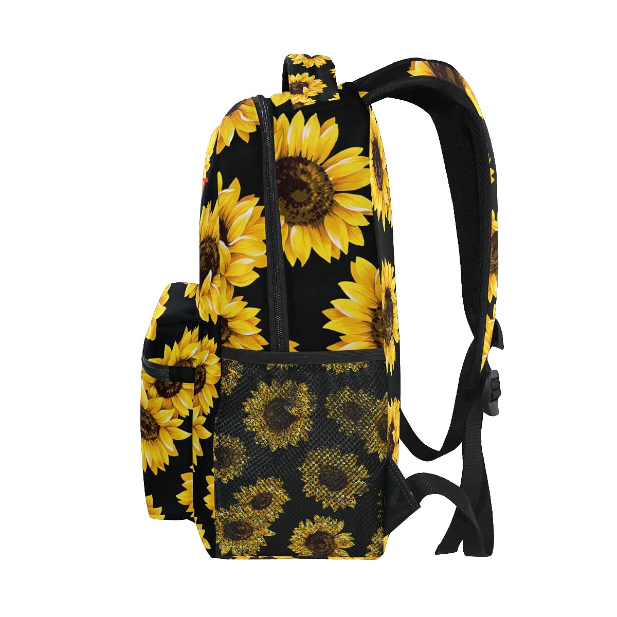 **Custom Black Sunflower Backpack for Girls & Teens - Personalized School Backpack with Name/Text - Durable & Stylish for School, Travel & Daily Use**